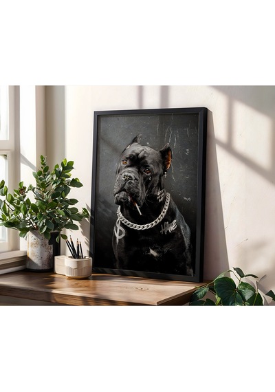 Guard Dog Pop Art Ahşap Siyah Çerçeveli Tablo Poster