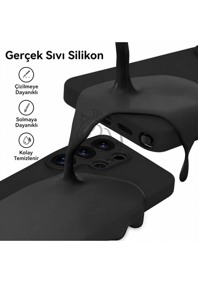 Tr Samsung S23 Ultra İle Uyumlu Kılıf, İçi Kadife Kaplamalı İnce Sıvı Silikon Kapalı Kamera Tam Koruma Yumuşak