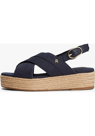 Tommy Hilfiger Denım Espadrılle Platform Sandal Siyah