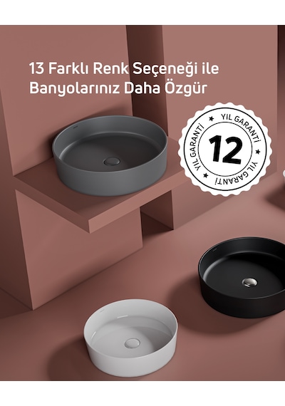 Creavit Loop Yuvarlak Masa Üstü Çanak Lavabo Ø45 Cm Şeftali Tüyü Lp145