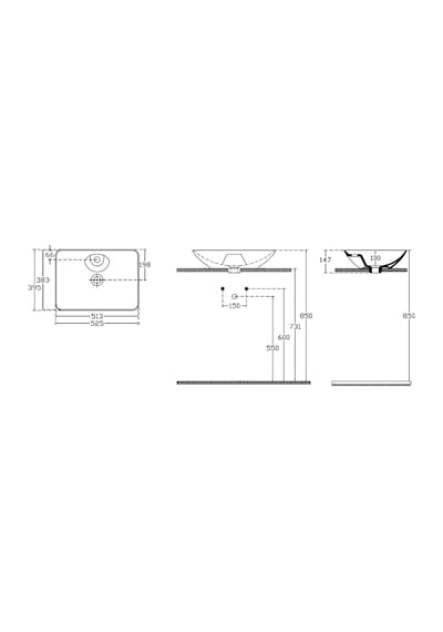 Isvea Sistema Y Tezgah Üstü Çanak Lavabo 52 Cm, Batarya Delikli Beyaz 10sy50052