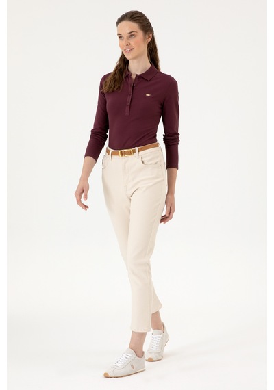 U.S. Polo Assn. Kadın Bordo Basic Polo Yaka Sweatshırt 50313593-VR177