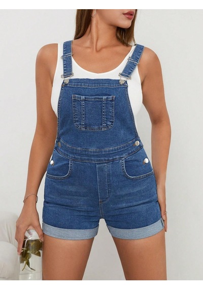 Kadın Denim Tulum Kot Salopet - Mavi