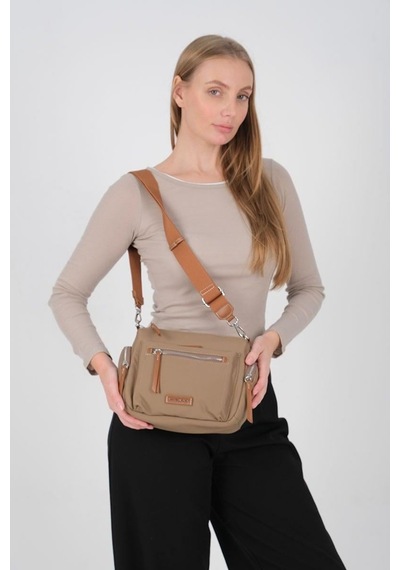 Silver Polo Sp1229 Kadın Çapraz Çanta Saten Vizon-taba