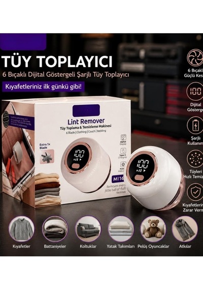 6 Bıçaklı Dijital Göstergeli Şarjlı Tüy Toplayıcı