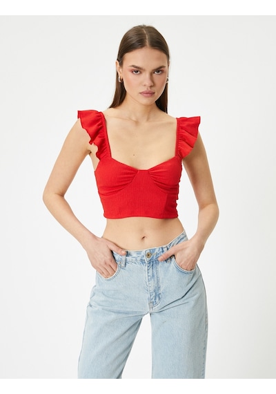 Koton Fırfırlı Crop Bluz Arkası Bağlamalı Kolsuz Kalp Yaka Slim Fit Kırmızı 4sal30050ık Kırmızı Koton Fırfırlı Crop Bluz Arkası Bağlamalı Kolsuz Kalp Yaka Slim Fit Kırmızı 4sal30050ık Kırmızı