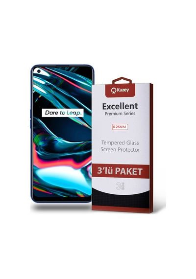 Realme 7 Pro ile Uyumlu Kırılmaz Cam Ekran Koruyucu Ekonomik 3'lü Paket