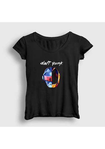 Presmono Kadın Random Daft Punk T-shirt Siyah