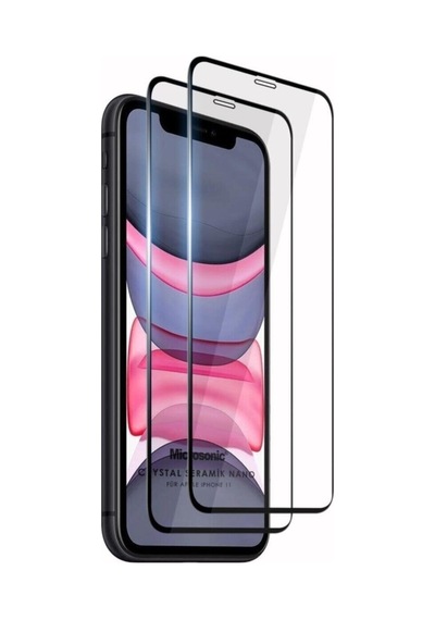 Apple iPhone Uyumlu 11 Crystal Seramik Nano Ekran Koruyucu Siyah 2 Adet
