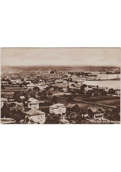 Almanya Baden-württenberg - Konstanz Am Bodensee Siyah-beyaz Eski Kartpostal 1940lar 50ler.