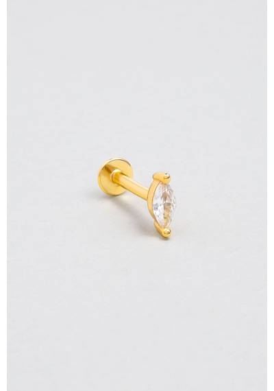 Markiz Kesim 18 Ayar Sarı Altın Kaplama Gümüş Tragus-helix Piercing Sarı