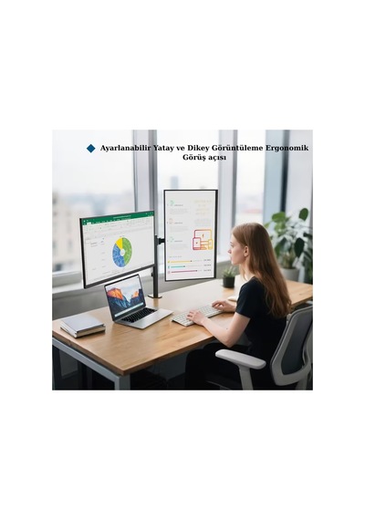 14-32 İnç Düz Kavisli Ekranlar İçin Çift Kol Monitör Standı Ayarlanabilir Yükseklik Eğim Lcd Led Tv - 789515238