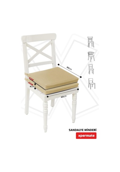 2'li Sandalye Minderi 40x40 Cm Fermuarlı Su İtici Leke Tutmaz Bağcıklı Bahçe Balkon Minderi Seti Çok Renkli