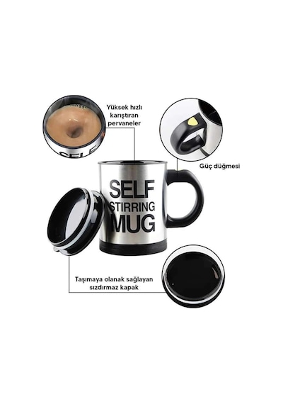 Karıştırıcı Özellikli Mikser Kupa Bardak Kompakt Taşınabilir Mug Diğer