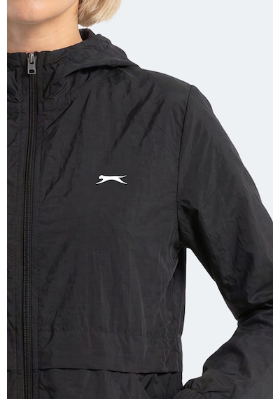 Slazenger Raıd Kadın Kapüşonlu Fermuarlı Siyah Rüzgarlık