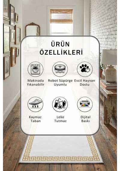 Şehzade Beyz Gold Göbeksiz Yıkanabilir Yolluk