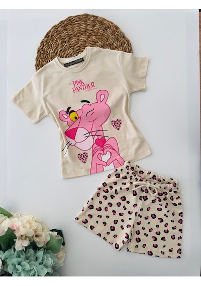 Miniğimin Cicileri Pink Panter Şortlu Kız Çocuk Penye Takım - Pembe