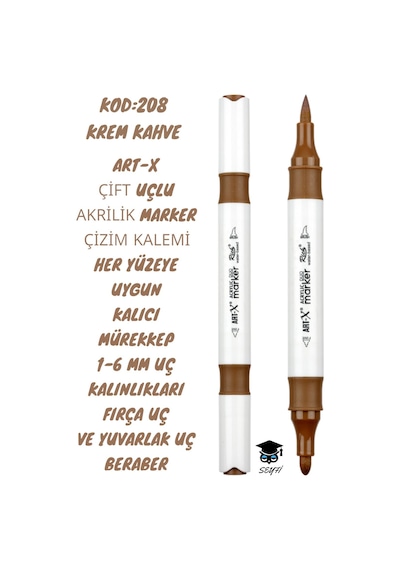 Art-x Çift Uçlu Akrilik Marker Çizim Kalemi Her Yüzeye Uygun Kalıcı Mürekkep 1-6 Mm Uç Kalınlıkları