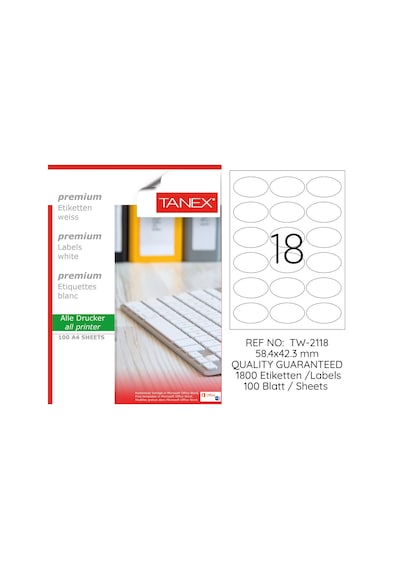 Tanex Tw-2118 58,4x42,3mm 100 Lü Lazer Etiket