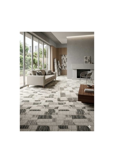 Nesrin Modern İskandinav Tarzı Geometrik Geçişli Kaymaz Jel Taban Halı Antrasit Gri