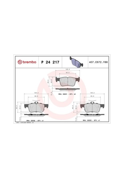 Brembo P24217 Arka Fren Balatasi 2209329 2247444 2367295
