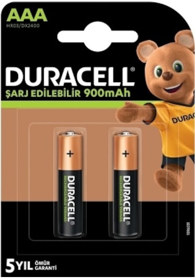 Duracell HR6/DX1500 2500 mAh AA Şarjlı Kalem Pil 2'li + Duracell HR03/DX2400 900 mAh AAA Şarjlı İnce Pil 2'li