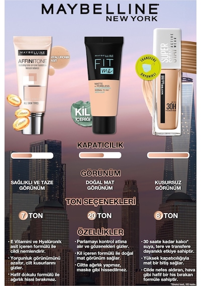 Maybelline New York Affinitone Fondöten 42 Dark Beige 30 ML