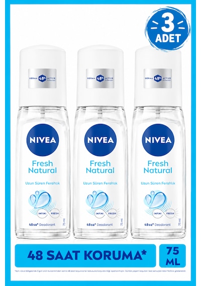 Nivea Fresh Natural 48 Saat Kadın Sprey Deodorant 3 x 75 ML
