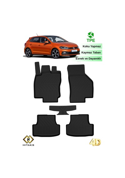 Hitaks Vw Polo 4d Oto Paspas 2017 2021 Arası Uyumlu Siyah Paspas Seti