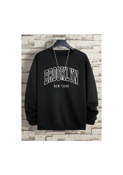 Tarzsokak Unisex Siyah Oversize Kırmızı Brooklyn Baskılı Sweatshirt Yenibrooklynsw12