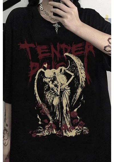 Startmore Adrift Siyah Tender Skeleton Angel Couple T-shirt Rbts410229 Siyah