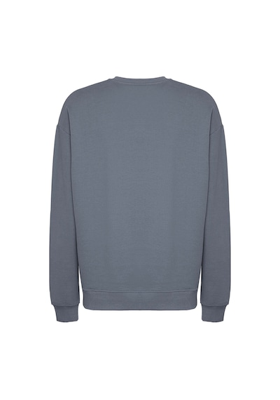 Grimelange Raırok Erkek Içi Polarlı Comfort Oversize Nakışlı Koyu Gri Sweatshirt