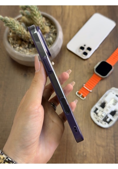 Apple iPhone 16 Pro Max Magsafe Uyumlu Mika Sararmaz Kılıf Soocase720 Mor