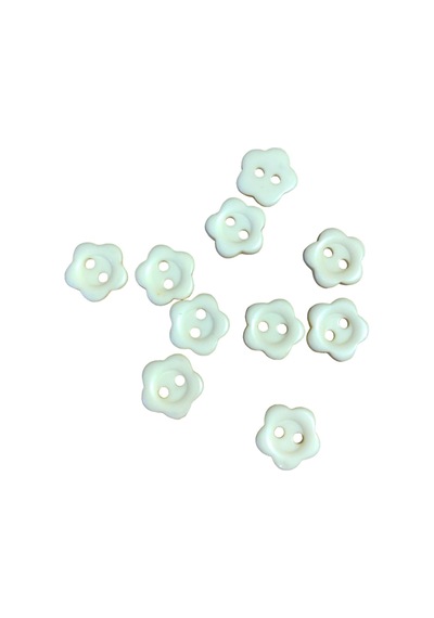 10 Adet 10 Mm Çiçek Düğme Kırık Beyaz