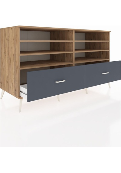 Kronos Konsol 6 Raflı 2 Çekmeceli 176x59x99 Çam-çam/antrasit Çam-çam/antrasit Kronos Konsol 6 Raflı 2 Çekmeceli 176x59x99 Çam-çam/antrasit Çam-çam/antrasit