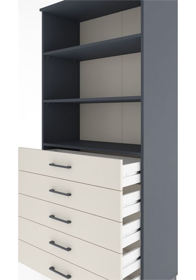 Hyperion Dolap 3 Raflı 5 Çekmeceli 88x44x195 Antrasit-aytaşı Antrasit