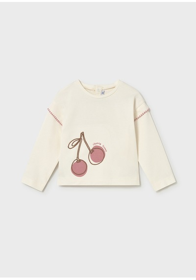 Kız Bebek Uzun Kol T-shirt Ekru