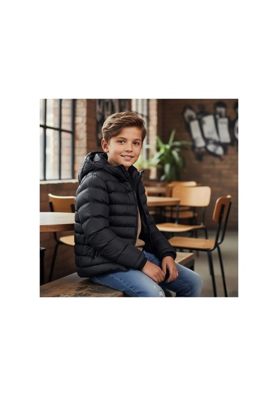 Minigimin Cicileri Miniğimin Cicileri Kapüşonlu 8-16 Yaş Unisex Çocuk Şişme İçi Yünlü Mont - Siyah