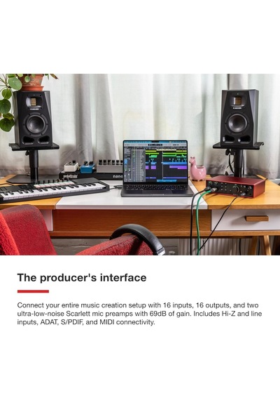 Focusrite Scarlett 16i16 4. Nesil Usb Ses Arayüzü, Şarkı Yazma, Müzik Prodüksiyonu, Kayıt Ve Podcasting İçin