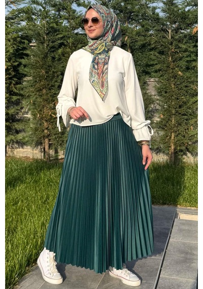 Rabia Şamlı Eliz Zümrüt Plise Etek Normal