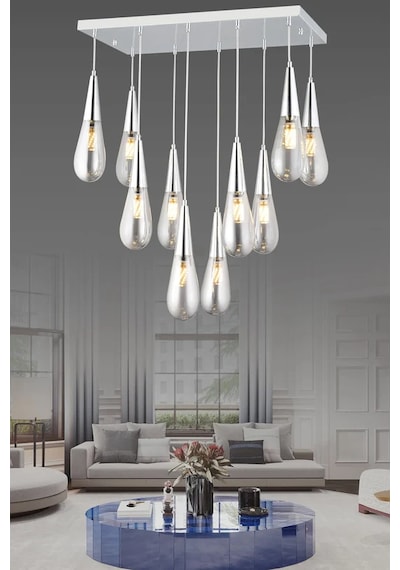 Sezgi 10'lu Sarkıt Camlı Avize 3106-w94-3q-kx Krom