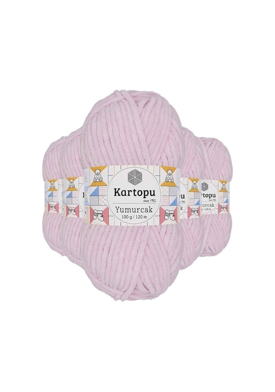 5 Adet Yumurcak Kadife El Örgü İpi Toz Pembe K1562