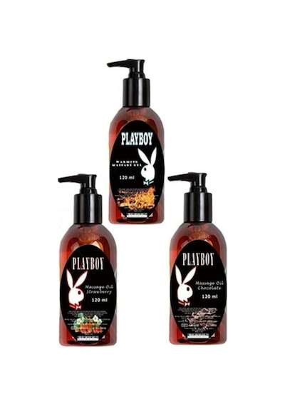Playboy 3 Adet Playboy Çilek Aromalı Kokulu Ve Isıtıcılı Lı Vücut Masaj Yağı