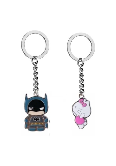 Batman Hello Kitty İkili 2 Adet Çift Anahtarlık Veya Çanta Süsü Çok Renkli