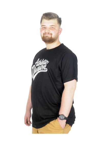 Mode Xl Büyük Beden T-Shirt Bis Yaka Division 22194 Siyah 001