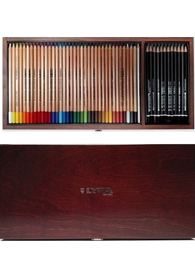 Lyra 50 Parça Polycolor Özel Gül Ağacı Ahşap Kutu Sketch Set