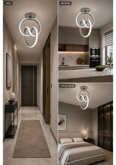 Evora Led Plafonyer Avize Beyaz Işık Gri