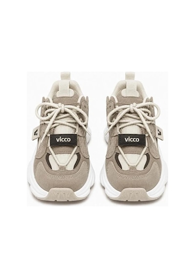 Vicco Çoçuk Unisex Kışlık Su Geçirmez Kaydırmaz Hafif Eva Taban Rahat Cilt Deri Spor Ayakkabı Bej
