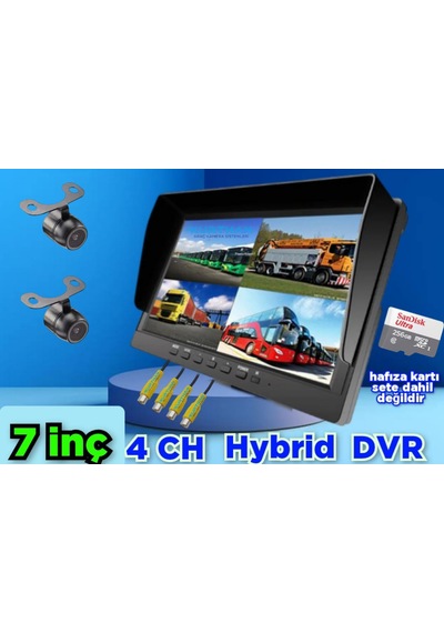 2 Adet Kelebek Kamera Ve 7 İnç Dvr Monitör 12 Volt 256 Gb