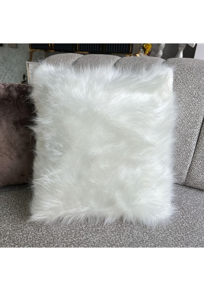Elite Peluş Dekoratif Kırlent Kılıfı 45x45 Cm - Peluş Kırlent Kılıfı 1 Adet Beyaz
